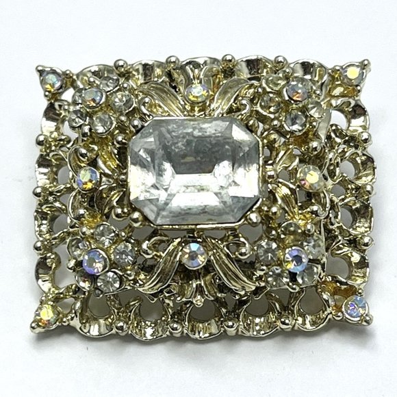 Vintage Coro Rhinestone Brooch Pin